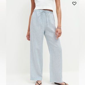 Reformation Olinea Linen Pants Blue & White Stripe
